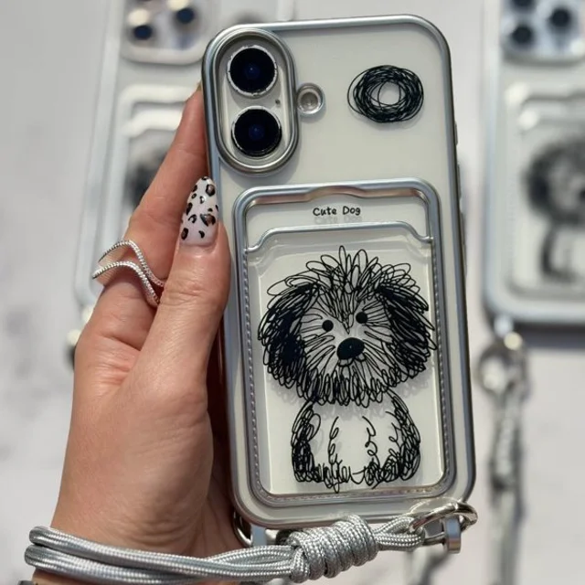 قاب جاکارتی طرح Cute Dog سامسونگ به همراه بند دوقلاب