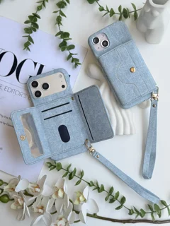 قاب گوشی جاکارتی طرح جین Jeans Wallet آیفون | ترکیب استایل پارچه‌ای و کاربرد هوشمندانه!