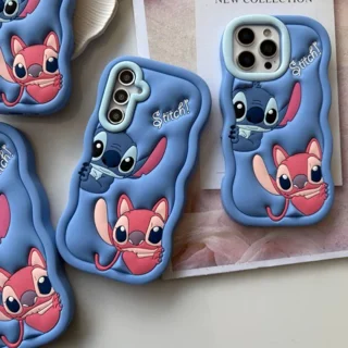 قاب گوشی عروسکی استیچ کاپل سامسونگ| قاب سیلیکونی فانتزی Stitch Couple